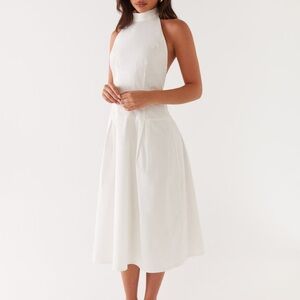 Peppermayo Chic White Backless Halter Dress